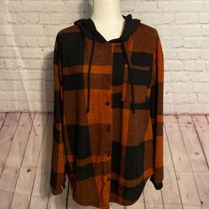 Black & rust plaid hooded sweatshirt. NWT